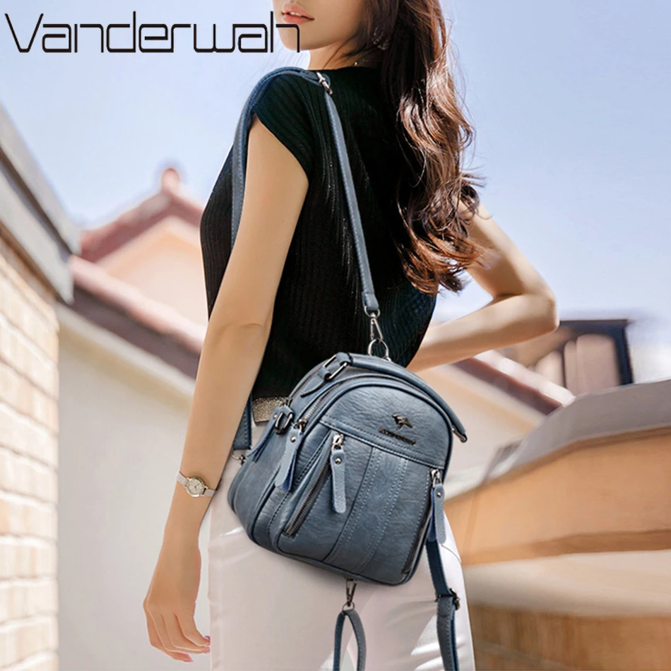 4 In 1 Leather Backpacks Multi - Mini Backpack Purse 评论和价格