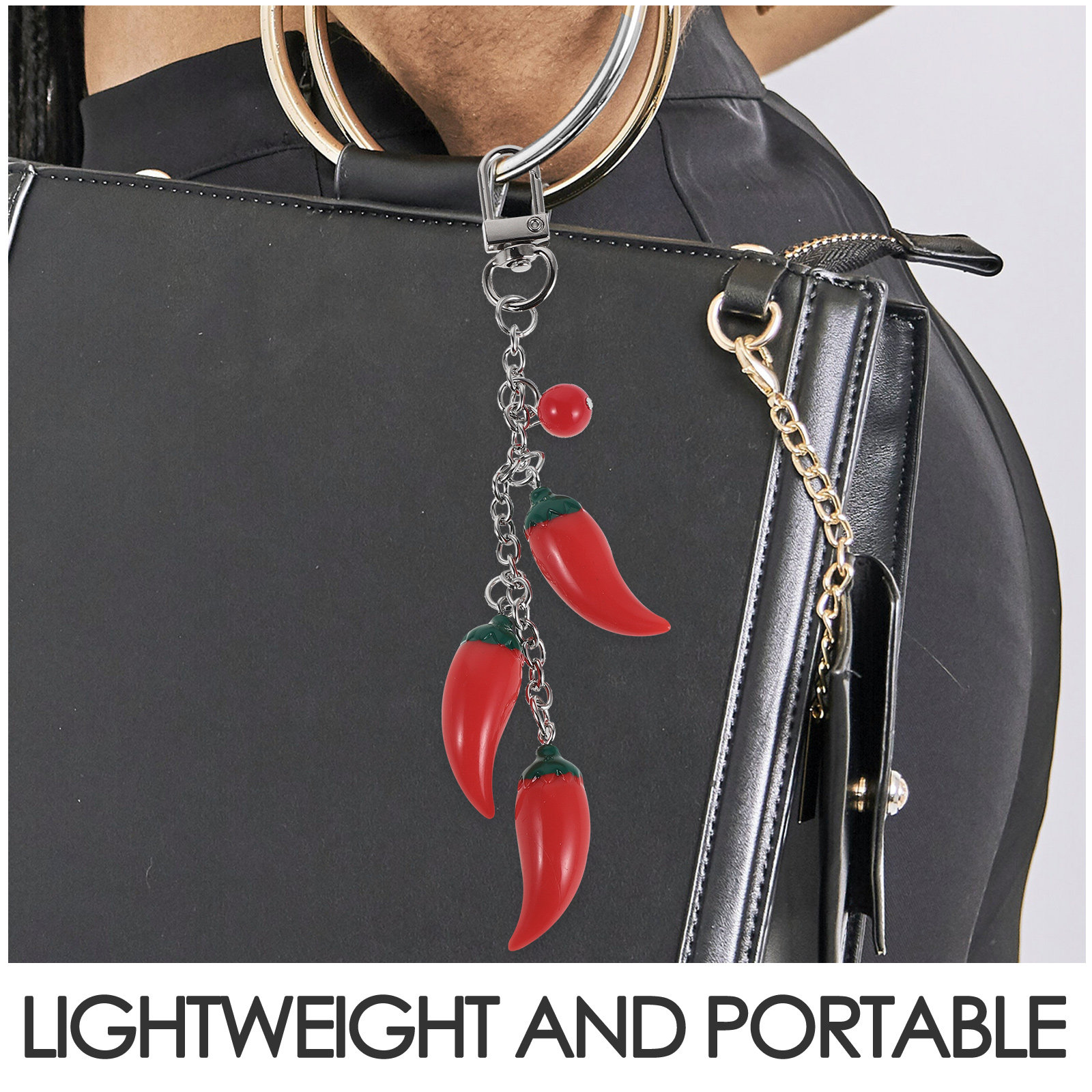 2Pcs Chili Pepper Keychain Cut - Mini Backpack Purse 评论和价格